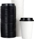 White 12 Oz Paper Coffee Cups with Recyclable Dome Lids, 100 Pk. BPA Free Disposable Drink Cup Set for Hot Tea and