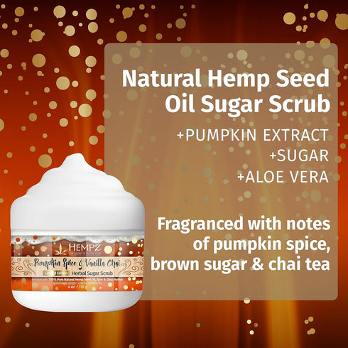 Hempz Pumpkin Spice & Vanilla Chai Exfoliating Body Scrub, 4 Oz, Yummy Fall Scented Sugar Scrub