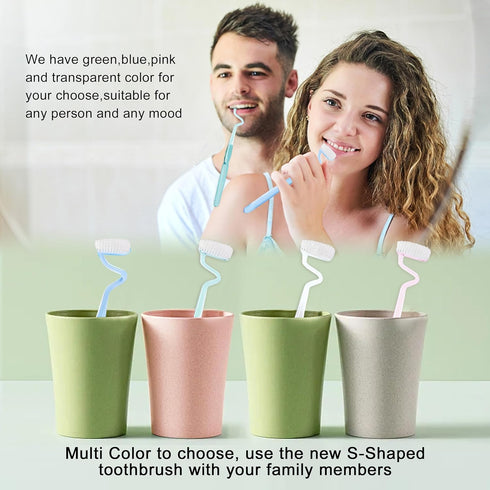 Soft S-Shaped Manual Toothbrush for Adults - Nano Floss Bristles Vertical Tooth Brush (1 Green)