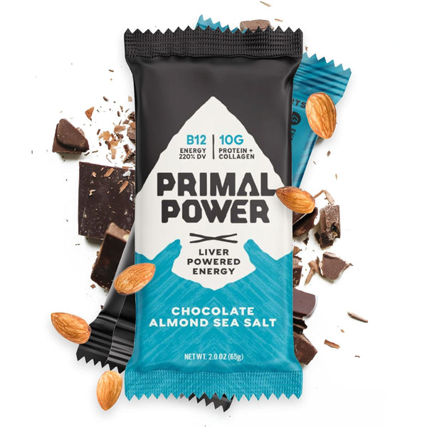 Primal Power Liver Powered Nutrition Bars, 10g Protein, B12 Energy Boost, Gluten Free, Pack of 12