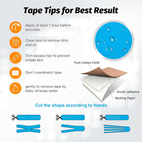 Kinesiology Tape Precut, 40 Strips - Pro Elastic Athletic Tape for Joint Support & Muscle Pain Relief, Hypoallergenic