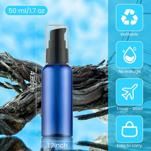 RAYNAG 5 Pack Empty Refillable Plastic Pump Bottle - Ideal for Lotion, Cream, Essential Oil, 50ml/1.7oz