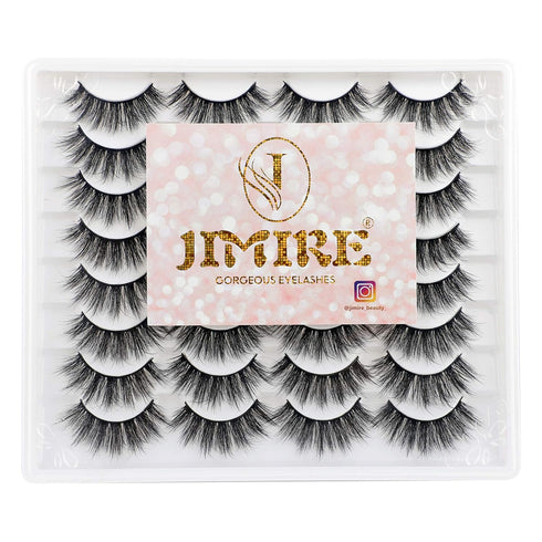 JIMIRE 16 Pairs 3D Faux Mink Fluffy Volume Natural False Eyelashes Pack