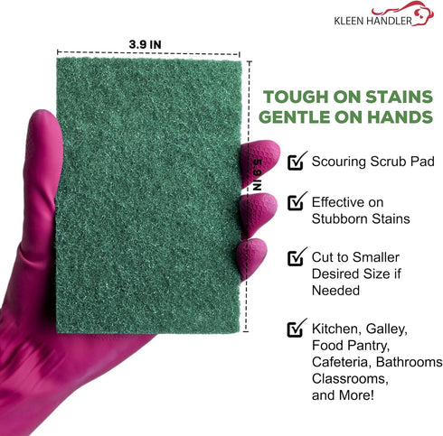 Green Medium Duty Cleaning Pads, Pack of 40 - Kitchen Scrub Sponges for Dishes, Bathroom, and General Cleaning