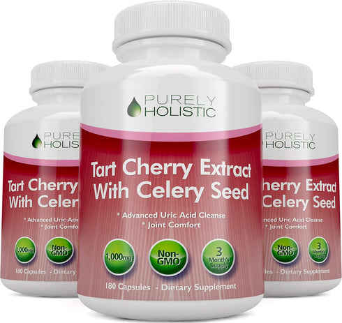 Tart Cherry Extract Capsules, 1,000mg - 180 Capsules, 3 Month Supply - Blend with Tart Cherry and Celery Seed Powder