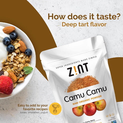 Zint Camu Camu Powder Organic - Superfood Powder, Antioxidants Source for Smoothies, Juices, Ice Creams, 3.5 oz