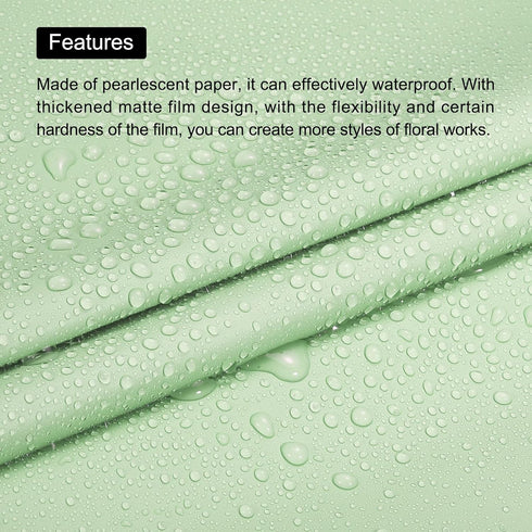 MECCANIXITY 10 Pcs Flower Wrapping Paper, 22.8x22.8 Inch Waterproof Florists Wrapping Paper for DIY Crafts, Light Green