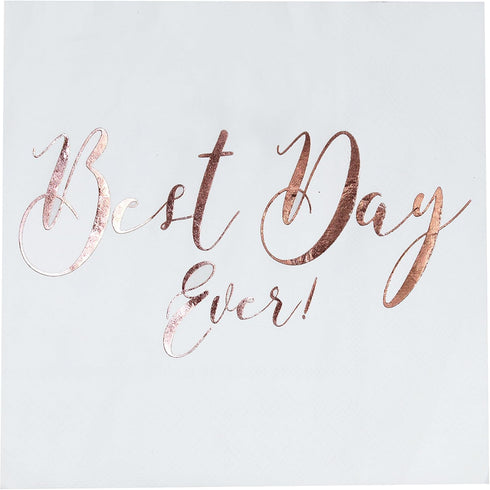 Ginger Ray Best Day Ever Rose Gold Paper Napkins - Pack of 20 - Beautiful Botanics