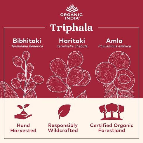 ORGANIC INDIA Triphala Herbal Supplement - Digestion & Immune Support, Vegan, 180 Capsules