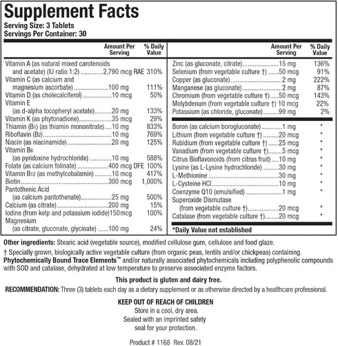 Biotics Research Bio Multi Plus Iron Free Multivitamin, Chelated Minerals, High Antioxidants, 90 Tablets