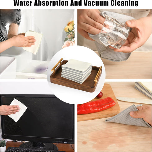 20 Pcs Kitchen Reusable Paper Towels, 100% Cotton Cleaning Cloth, 10"x12" Flat Waffle Dish Cloth for Drying
