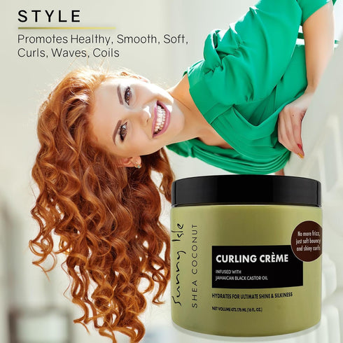 Sunny Isle Shea Coconut Curling Creme, 16OZ (Pack of 1), Infused with Jamaican Black Castor Oil