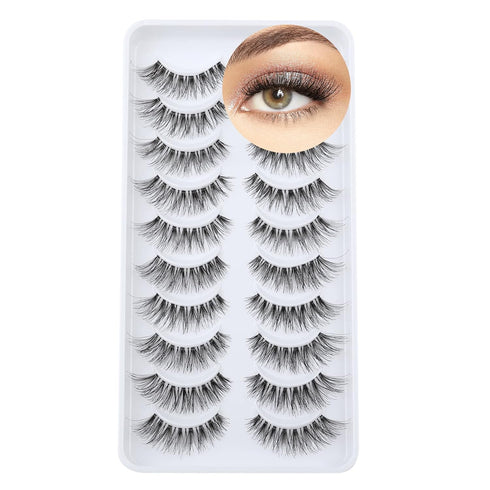Newcally Lashes Natural Wispy False Eyelashes, Hand-Knotted Soft Light Volume Cat Eye Lashes Multipack