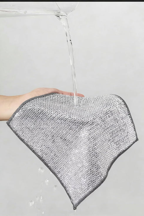 YOFAN 5-Pack 7.9-Inch Dual-Layer Metal Mesh Cleaning Cloths - Scratch-Free Kitchen Scrubbers for Dishes & Cookware