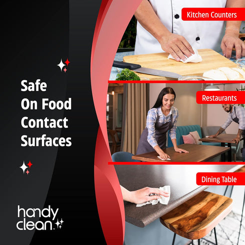 HandyClean Rinse Free Sanitizing Wipes, Surface Cleaner Wipes, 120 ct of 9.5 x 7 inches Sanitizing Wipes.