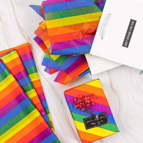 Whaline 100 Sheet Rainbow Tissue Paper Crepe Paper for Colorful Gift Wrapping, DIY Art Craft, and Party Bags