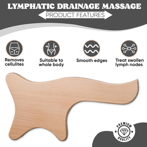 Lymphatic Drainage Paddle Wood & Dry Skin Brush, Anti Cellulite Tools for Healthier Lymphatic Drainage System