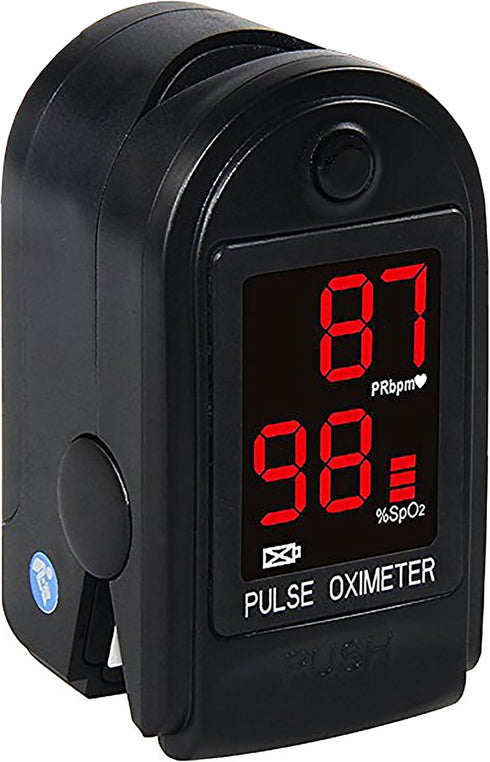 Concord Basics Black Fingertip Pulse Oximeter Blood Oxygen Saturation Monitor with Carrying Case & Lanyard