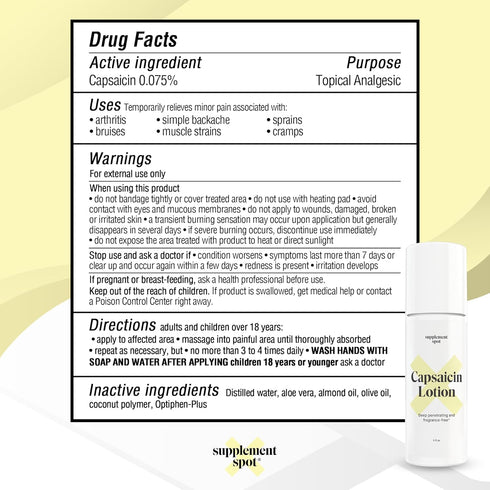 Capsaicin Lotion – Deep Penetrating Roll On Cream for Muscles & Joints, 3 oz, 0.075% Capsaicin