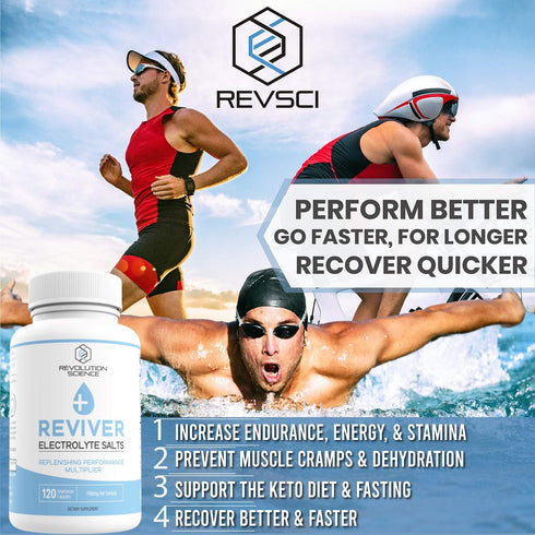 REVIVER Superior Absorption Electrolyte Pills - Sugar-Free Salt Tablets for Runners & Fasting, 120 Electrolyte Capsules