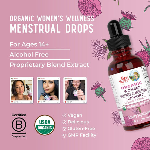 MaryRuth Organics USDA Organic Women's Wellness Liquid Herbal Supplements | Includes Stinging Nettle, Raspberry Leaf