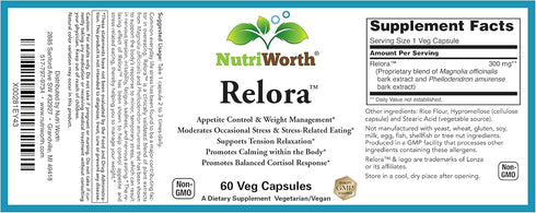 Relora Stress & Weight Management Supplement, 300MG Vegetable Capsules, 60 Servings per Bottle