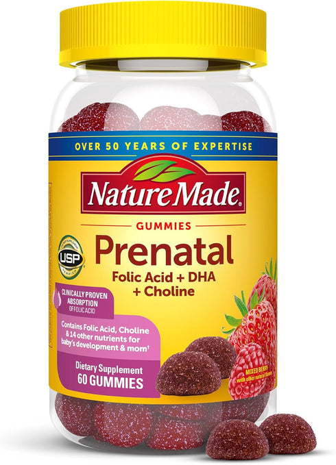 Nature Made Prenatal Gummies with DHA and Folic Acid, Prenatal Vitamins for