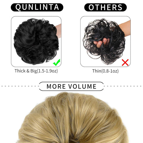 Messy Hair Bun Thick Updo Scrunchies - Ponytail Extension Hair Pieces for Women (Ash Blonde)