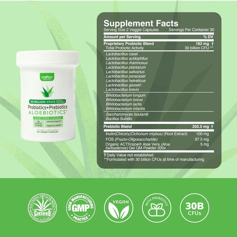 Univera Probiotics for Women, 30 Billion CFUs with Organic Aloe Vera, 60ct, Digestive Enzymes for Adults