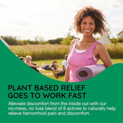 BHI Natural Hemorrhoid Relief for Burning, Swelling, Itching, Rectal Pain & Discomfort, 100 Tablets for Women & Men