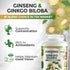 Ginko Biloba & Panax Ginseng Supplement - Red Ginseng Brain Supplement for Memory, Focus, and Good Vision - 120 Tablets