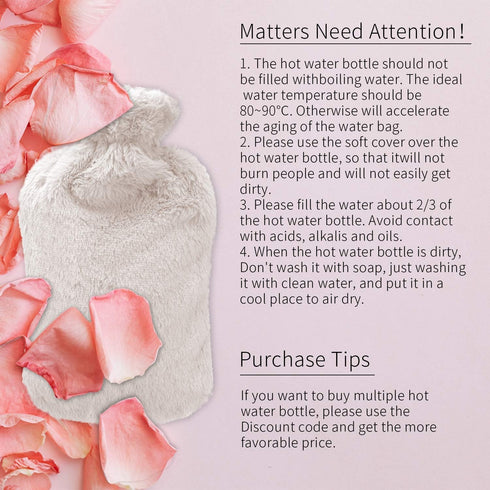 Hot Water Bottle Rubber with Soft Cover (2 Liter) | Removable Hot Cold Pack | Hot Water Bag for Cramps, Pain Relief,