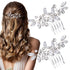 OIIKI 2PCS Silver Rhinestone Hair Combs, Clear Metal Bridal Hair Accessories for Women and Girls