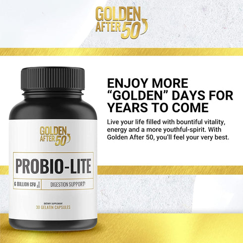 Golden After 50 Probio-Lite, Probiotics for Gut Health and Digestion Support, 30 Gelatin Capsules