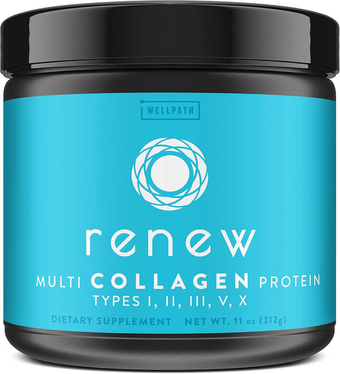 WellPath Renew Collagen for Women – Multi Collagen Peptides Protein Powder | Hydrolyzed Grassfed, 11 oz
