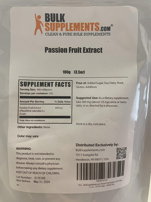 BulkSupplements.com Passion Fruit Extract Powder - Antioxidants Supplement, 400mg per Serving (100 Grams - 3.5 oz)