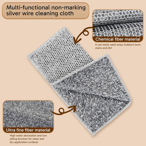 puretor 12Pcs 2-LayerNonScratch New Upgrade Wire Dishcloth, WireDishwashing Rag, Non-Scratch Wire DishwashingRagsfor