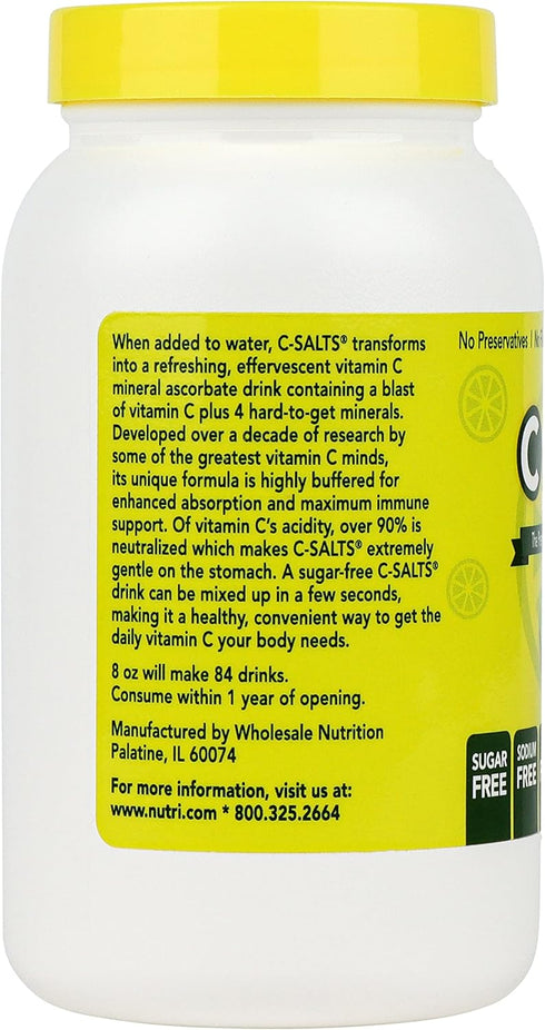 Buffered Vitamin C Powder - Non-Acidic Immune Support Drink, Organic Sugar-Free Formula, Vegan, Lemon Lime 8oz
