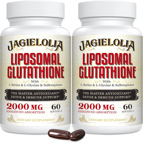 Liposomal Glutathione 2000 mg - Active L-Glutathione with L-Serine, L-Glycine & Sulforaphane, 120 Softgels
