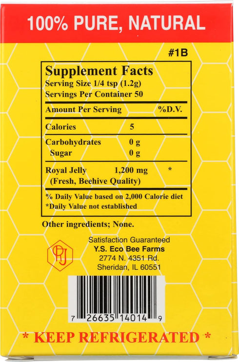 YS Eco Bee Farms 100% 60,000 2.0 oz Pure Fresh Royal Jelly mg Liquid