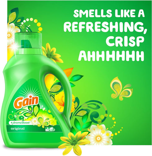 Gain + Aroma Boost Liquid Laundry Detergent, Original Scent, 128 Loads