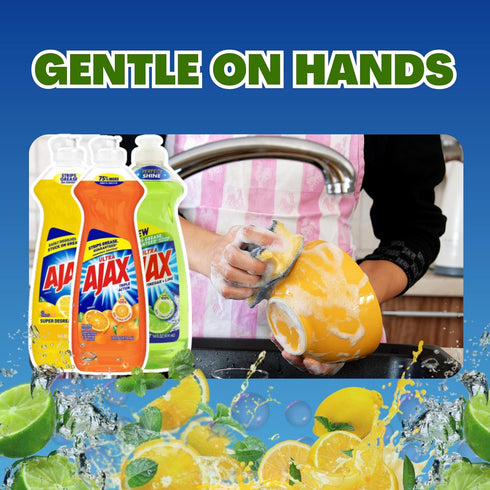 Ajax Dish Soap, 14 FL OZ - Super Degreaser, Variety Pack of 6 (Lemon, Orange, Lime)