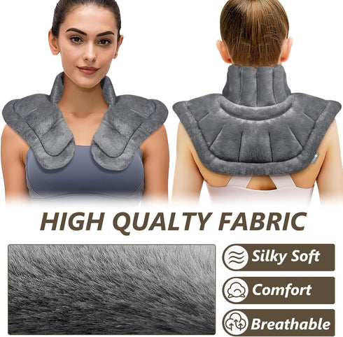 Microwave Heating Pad for Neck Shoulders and Back Pain Relief, Weighted Microwavable Heated Neck Wrap Warmer, Uncented