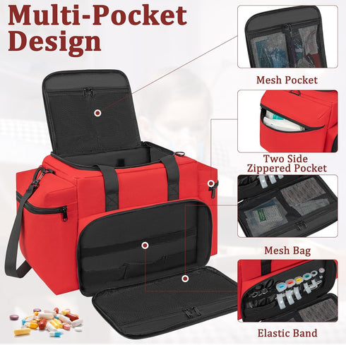Professional Empty EMT First Responder Padded Bag,Large Trauma First Aid Carrying Bag for Paramedics and Emergency