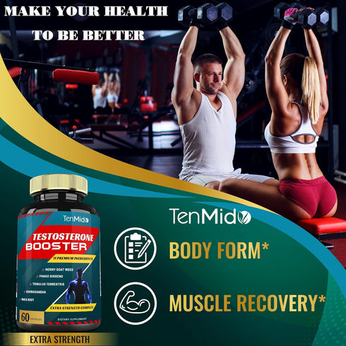 Testosterone Supplements Booster for Men, 2 Packs of 60caps - Natural Stamina, Endurance & Strength, Muscle Growth
