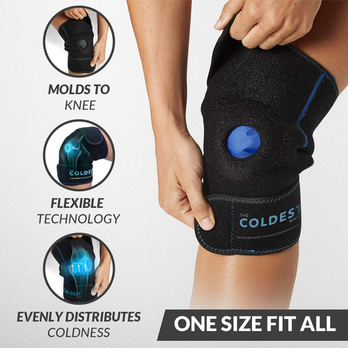 The Coldest Knee Ice Pack Wrap - Hot and Cold Therapy, Reusable Compression for Injury Recovery, Bursitis, Arthritis
