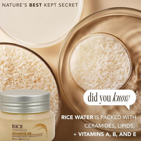 The Face Shop Rice Ceramide Moisturizing Cream - Hydrating Face Cream with Rice Extract and Rice Bran Oil