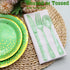 150 Pack Green Plastic Silverware, Green Glitter Utensils - 50 Forks, 50 Knives, 50 Spoons for St Patricks Day,