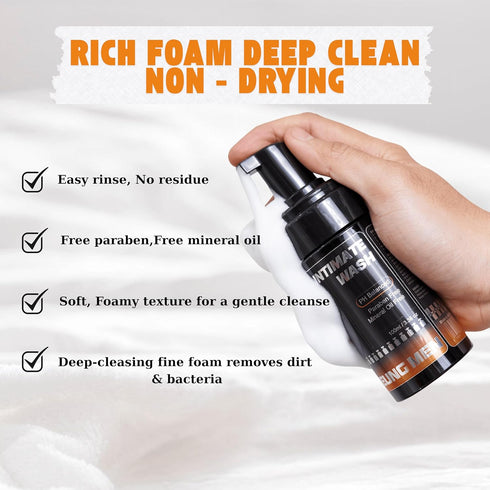 Pack 2 6.67 oz 2 Set Intimate Wash for Men Combo of | Foaming Cleanser with Green Tea & Orange Oil | pH Balanced |