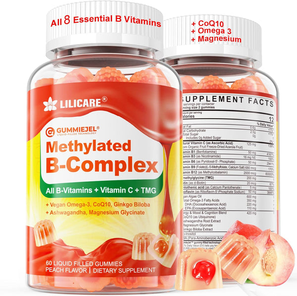 Super Methylated Vitamin B Complex Gummies - All B Vitamins + Omega-3,